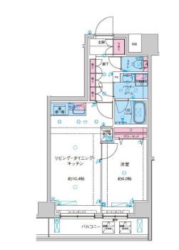 GENOVIA鐘ヶ淵(1LDK/4階)の間取り写真