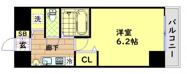 プレサンス本町ジョイス(1K/4階)の間取り写真