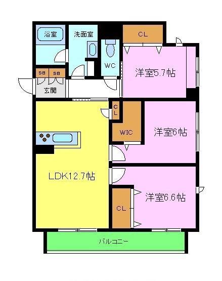 シャーメゾン和田(3LDK/1階)の間取り写真