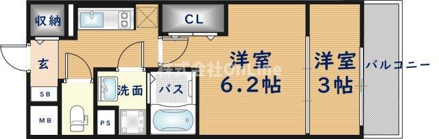 リアライズ鶴橋東II(2K/1階)の間取り写真