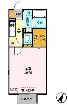 シャルドネB棟(1K/1階)の間取り写真