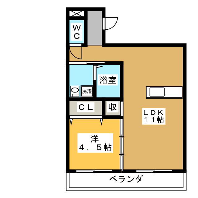 ホワイトピア(1LDK/1階)の間取り写真