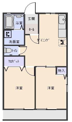 メゾンミレニアムI(2DK/1階)の間取り写真