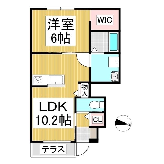 YUCCA TERRACE(1LDK/1階)の間取り写真