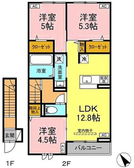 ソレイユ・ルヴァン(3LDK/2階)の間取り写真