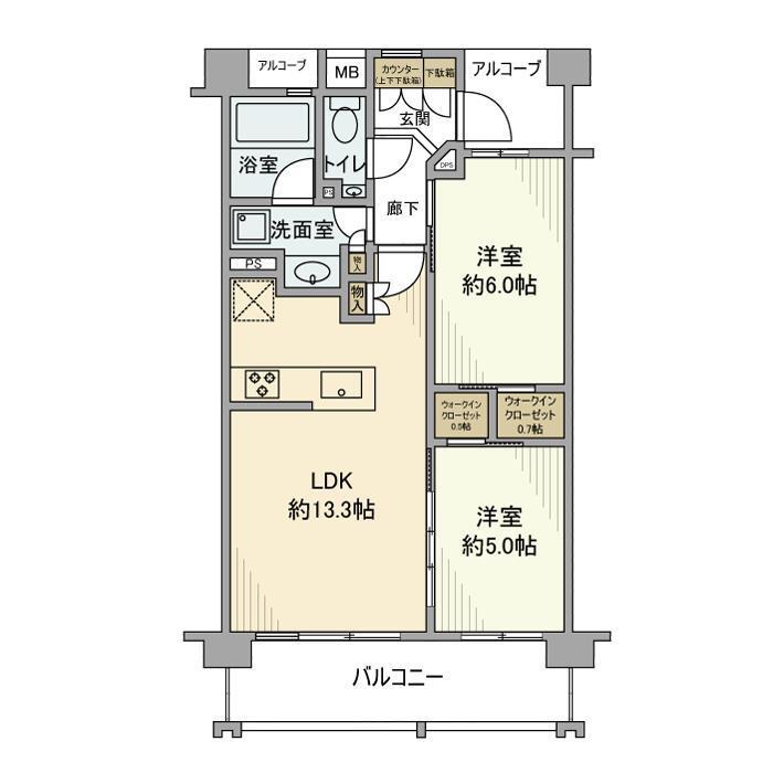 ジオ荻窪(2LDK/3階)の間取り写真