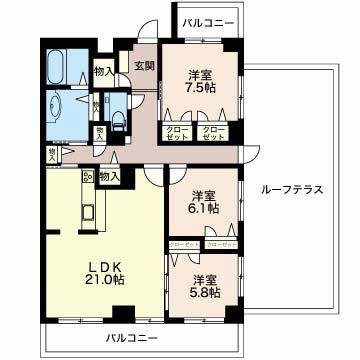 アリビオ鶴舞(3LDK/6階)の間取り写真