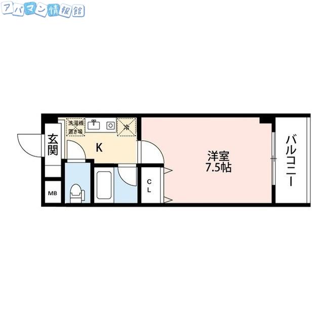 パンウエストリート(1K/4階)の間取り写真