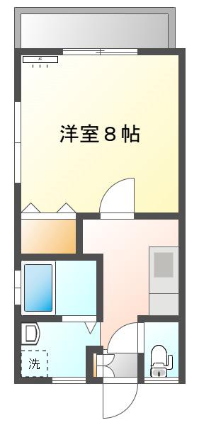 ライオネスIIA(1K/2階)の間取り写真