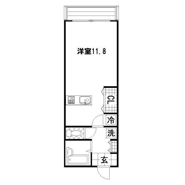 ライズ健軍(1K/4階)の間取り写真