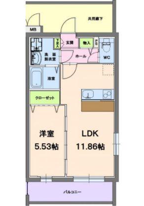 グランストーク ウーヴァ(1LDK/3階)の間取り写真