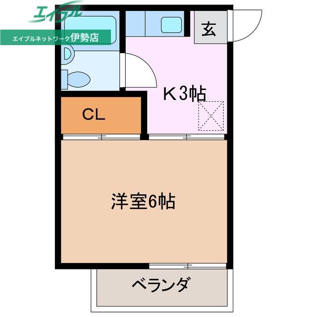 コスモハイツ(1K/2階)の間取り写真