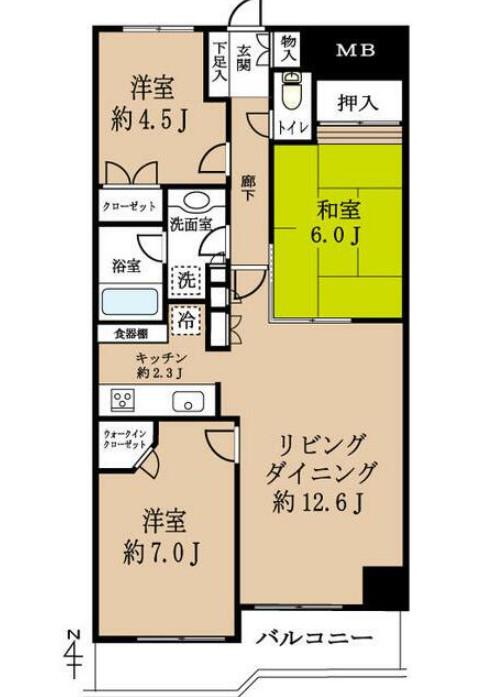 グレイスガーデン多摩川(3LDK/12階)の間取り写真