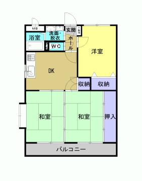 アムール花牟禮(3DK/1階)の間取り写真