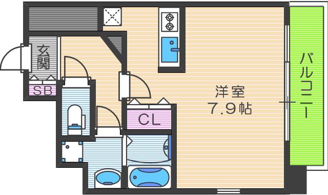 エイペックス四天王寺I(1K/11階)の間取り写真