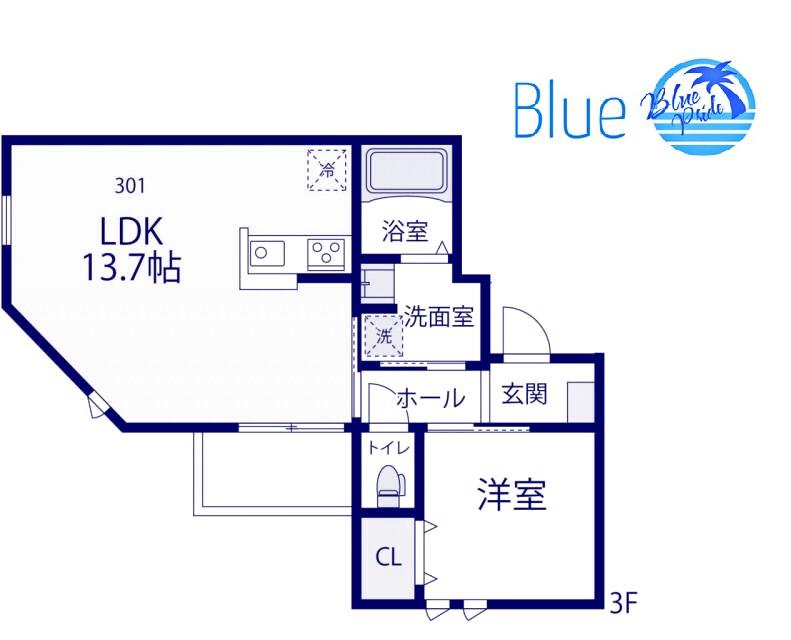 ボワメゾン(1LDK/3階)の間取り写真