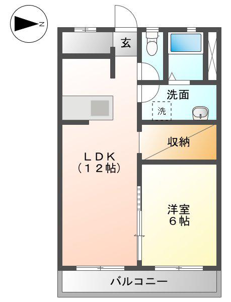 パインリーフ長森本町(1LDK/1階)の間取り写真