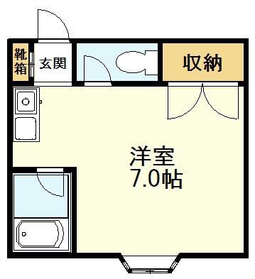ひらきだハイツ(ワンルーム/2階)の間取り写真
