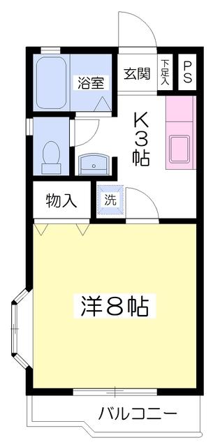 プレンボヌール(1K/1階)の間取り写真