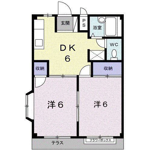 シティハイツ上田尻(2DK/1階)の間取り写真