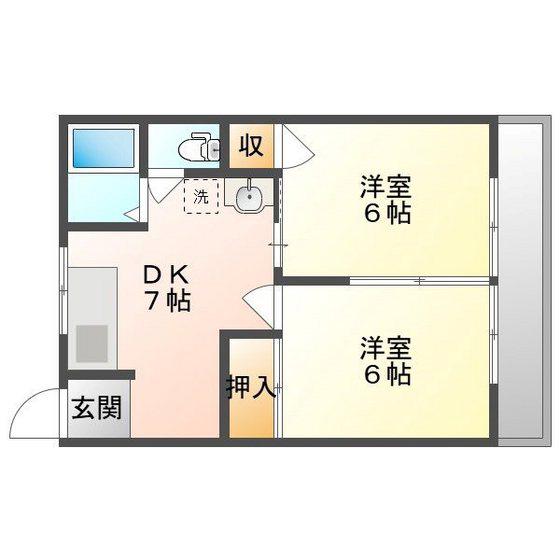 サンファミリー中野(2DK/1階)の間取り写真