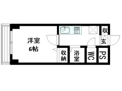 ホワイトリバーB棟(1K/2階)の間取り写真
