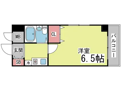 シャルムメゾン六甲道(1K/9階)の間取り写真