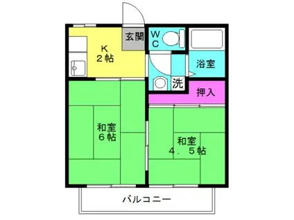 エコーハイツ(2K/2階)の間取り写真