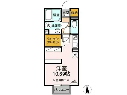 オペラハウス吉岡町(ワンルーム/2階)の間取り写真