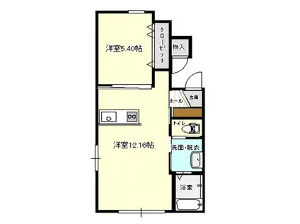 コーポライフ(1LDK/2階)の間取り写真