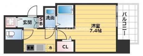 エグゼ堺筋本町(1K/12階)の間取り写真
