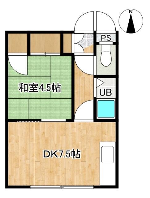 ハイツ樹林(1DK/2階)の間取り写真