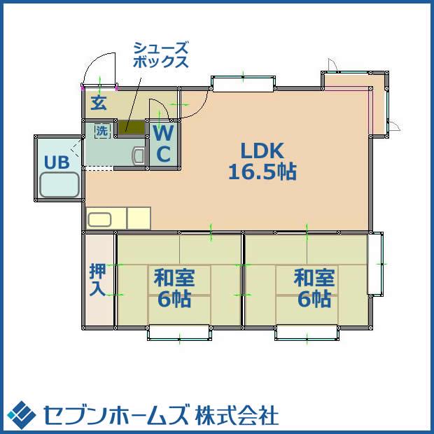 フロスティ菊水E棟(2LDK/1階)の間取り写真