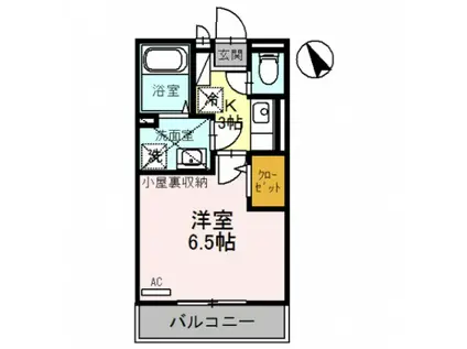 ロワールHINENO(1K/2階)の間取り写真