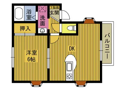 ドミールシャルマンB(1LDK/1階)の間取り写真