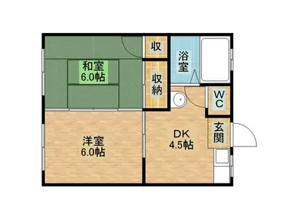 中村アパートII(2DK/2階)の間取り写真