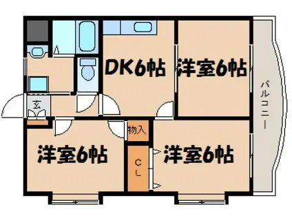 K&KビルA棟(3DK/4階)の間取り写真
