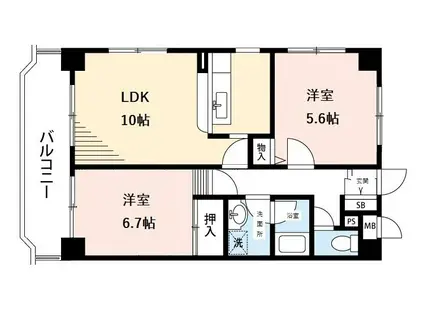 グランデスト丸山台(2LDK/3階)の間取り写真