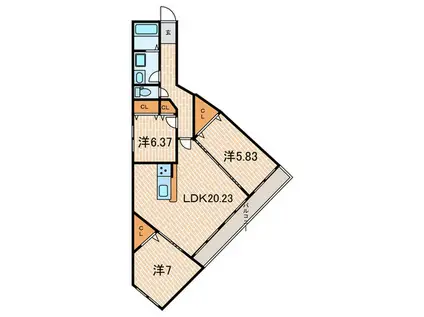 MESSAGE苦楽園三番町(3LDK/1階)の間取り写真