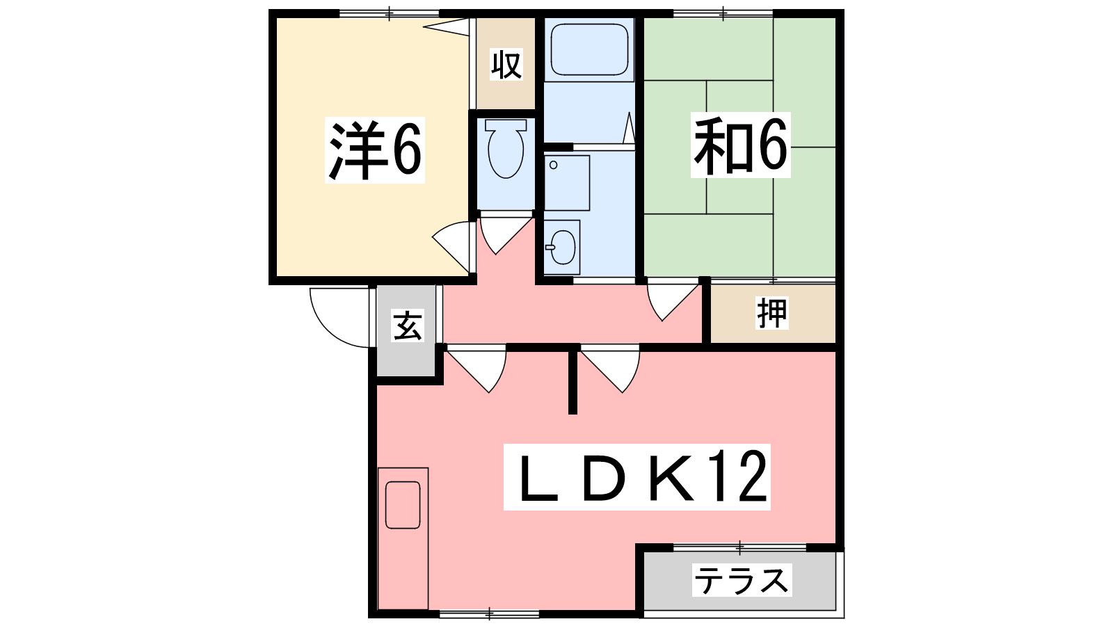 パストラル田寺東 B棟(2LDK/1階)の間取り写真