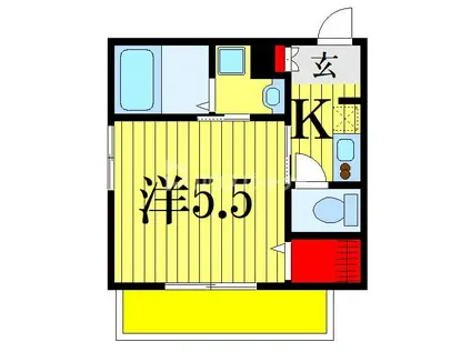 MELDIA東千葉III(1K/1階)の間取り写真