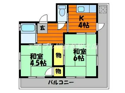 美土里マンション(2K/3階)の間取り写真