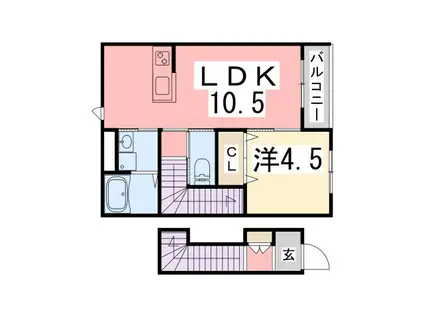 アイメゾン東山(1LDK/2階)の間取り写真