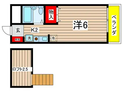 さくらハイムII(ワンルーム/2階)の間取り写真