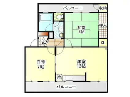 SKマンション(2LDK/2階)の間取り写真