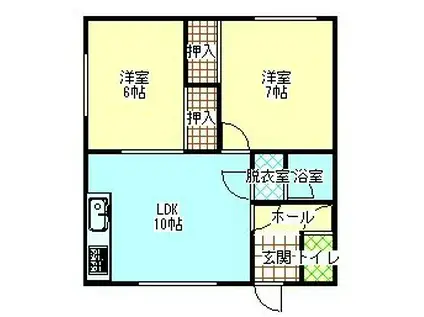 コーポのぞみ(2LDK/2階)の間取り写真