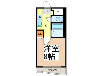 クイーンディオールマンション(1K/1階)の間取り写真