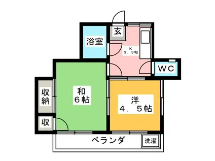 山崎ハイツ(2K/1階)の間取り写真