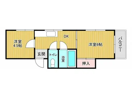 レジデンス津那(2DK/1階)の間取り写真