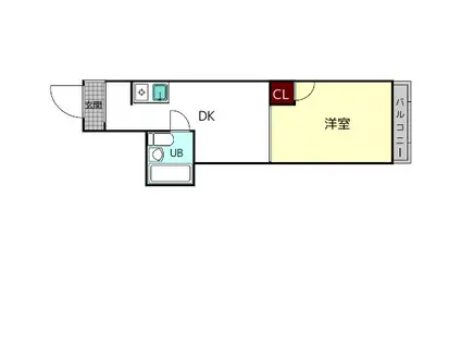 生駒イーストハイツ(1DK/3階)の間取り写真